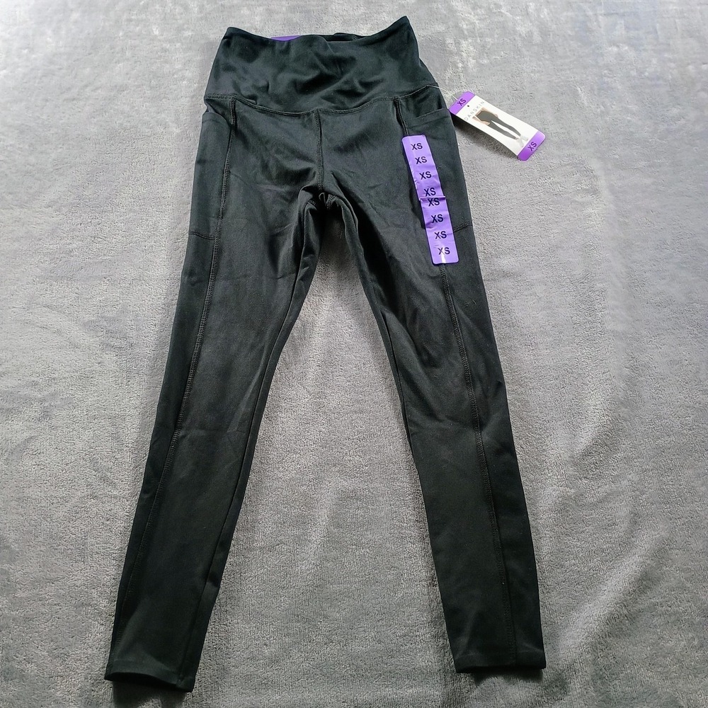 Danskin Leggings Womens XS Black High Rise Bonded Ankle Pockets Athletic